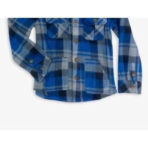 NEW APPAMAN boys' snow fleece shirt in blue/taupe plaid